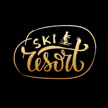 Pankart, poster, tebrik kartı, dükkan reklamı, hediyelik eşya ve giysi tasarımı için illüstrasyon. Web ya da yazdırmak için el yazısıyla yazılmış altın metin