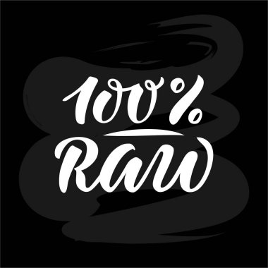 Reklam, poster, tabela, çıkartma, sağlıklı yemek rehberi, restoran menüsü, paket, ürün tasarımı için yüzde yüz ham harfli vektör çizimi. Web ya da yazdırma için el yazısıyla yazılmış dekoratif metin