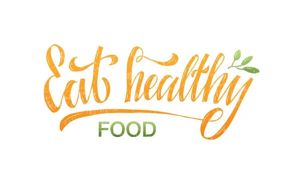 Vector Illustration Eat Healthy Food Lettering Banner Signage Poster Advertisement — Stock Vector