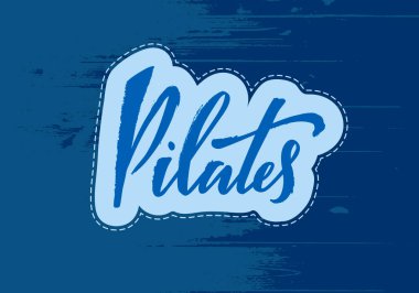 Pankartlar, posterler, kataloglar, makale başlıkları, ürün tasarımı, giyim etiketleri için izole edilmiş pilates harflerinin vektör çizimi. Web ya da yazdırma için el yazısı yazı metni