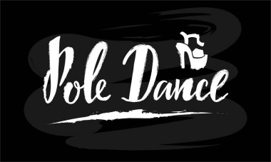 Pankart, poster, kartvizit, dans kulübü reklamı, tabela tasarımı için direk dans harflerinin vektör çizimi. İnternet veya baskı için yaratıcı el yazısı metni