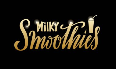 Pankart, poster, tabela, kartvizit, ürün, menü tasarımı için sütlü meyve suyu harflerinin vektör çizimi. Dijital kullanım veya yazdırma için el yazısıyla yazılmış yaratıcı yazı