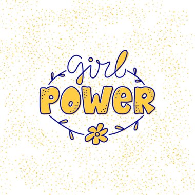 Afiş, poster, reklam, tebrik kartı, tabela, giysi ve ürün tasarımı için kız güç harflerinin vektör çizimi. İnternette ya da çıktılarda kullanılmak üzere el yazısıyla ayrılmış metin