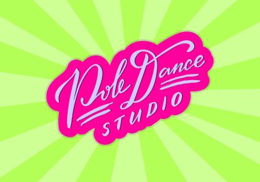 Pankart, poster, kartvizit, dans kulübü reklamı, tabela tasarımı için direk dans stüdyosu harflerinin vektör illüstrasyonu. İnternet veya baskı için yaratıcı el yazısı metni