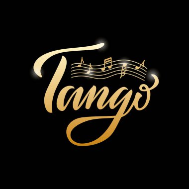 Tango illüstrasyonları afiş, poster, kartvizit, dans kulübü reklamı, tabela tasarımı için izole edilmiş harfler. İnternet veya baskı için yaratıcı el yazısı metni