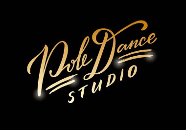 Pankart, poster, kartvizit, dans kulübü reklamı, tabela tasarımı için direk dans stüdyosu harflerinin vektör illüstrasyonu. İnternet veya baskı için yaratıcı el yazısı metni