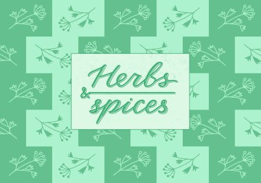 Pankart, poster, baharat dükkanı reklamı, tabela, katalog ve ürün tasarımı için baharat harflerinin vektör çizimi. Web ya da yazdırma için yaratıcı el yazısı metni