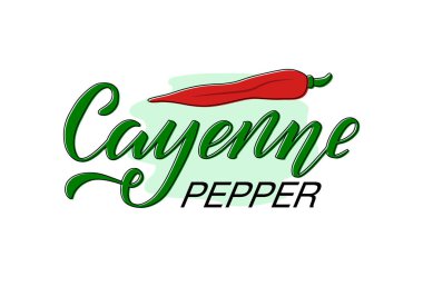 Paketler, ürün tasarımı, afişler, çıkartmalar, baharat dükkanı fiyat listesi ve dekorasyon için kırmızı biber harflerinin vektör çizimi. Web ya da yazıcı için sebzeli el yazısı