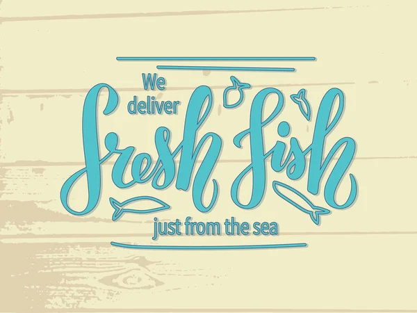 Vektorové Ilustrace Čerstvých Ryb Jen Mořského Nápisu Pro Banner Reklamu — Stockový vektor