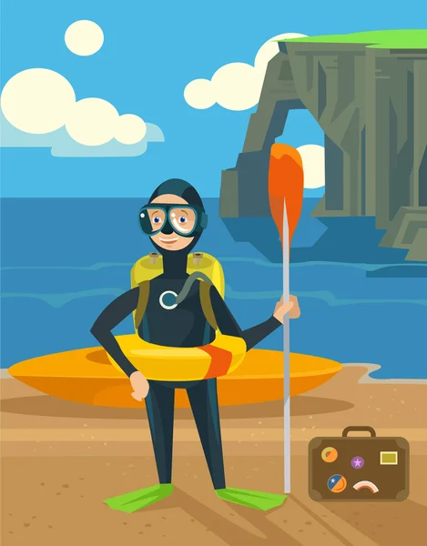 Diver. Vector flat illustration — Stock Vector