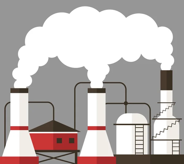 Fabryka emisji dymu. Płaskie ilustracji wektorowych — Wektor stockowy