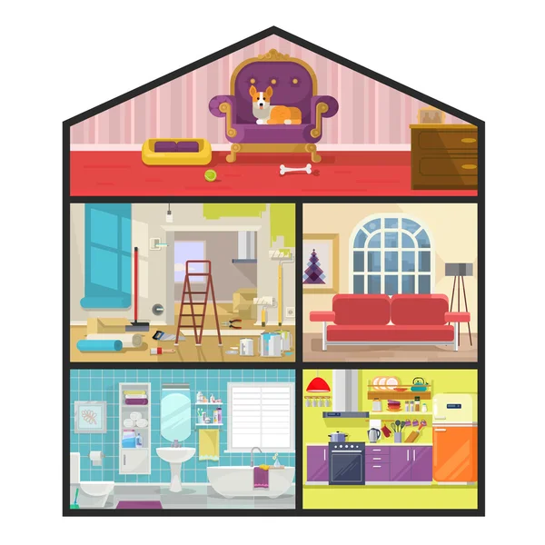 House in cut. Vector flat illustration — Stock Vector