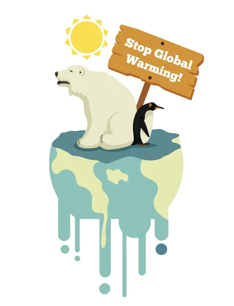 Detener el calentamiento global. Ilustración plana del vector — Vector de stock