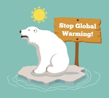 Küresel ısınma durdurmak. Vektör düz çizim