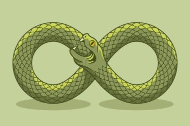 Snake biting its own tail. Magic symbol. Vector illustration clipart