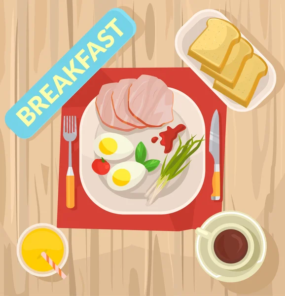 Ontbijt. Platte vectorillustratie — Stockvector