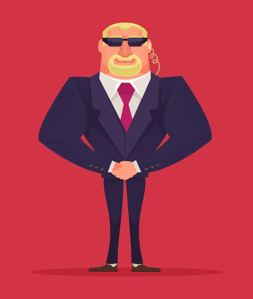 Controllo facciale. Uomo della sicurezza. Illustrazione del cartone animato vettoriale — Vettoriale Stock