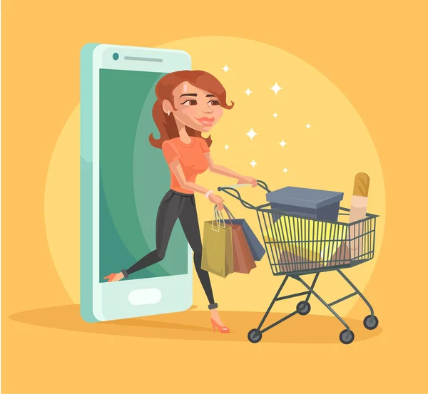 Compras online. Ilustração plana vetorial —  Vetores de Stock