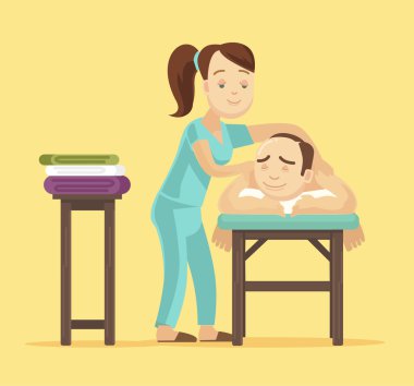 Spa Masaj. Vektör düz çizim