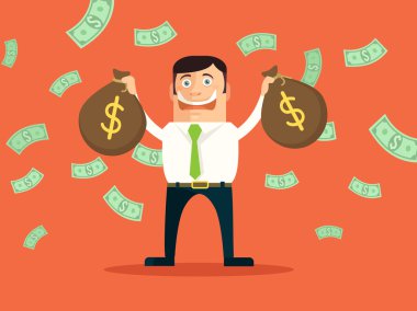 Zengin bir iş adamı. Vektör düz çizim