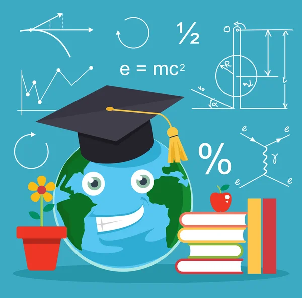 Wereld onderwijs. Vectorillustratie platte cartoon — Stockvector