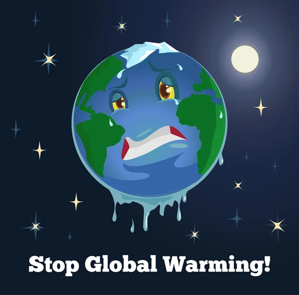 Σταματήσει την υπερθέρμανση του πλανήτη. Επίπεδη εικόνα διάνυσμα — Διανυσματικό Αρχείο