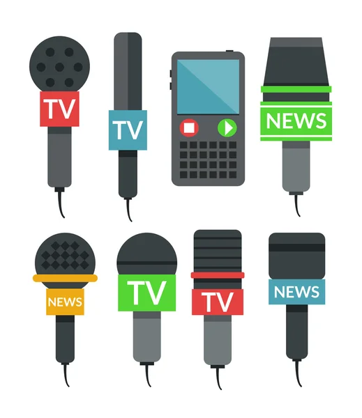 Microphones set. Vector flat illustration — Stock Vector