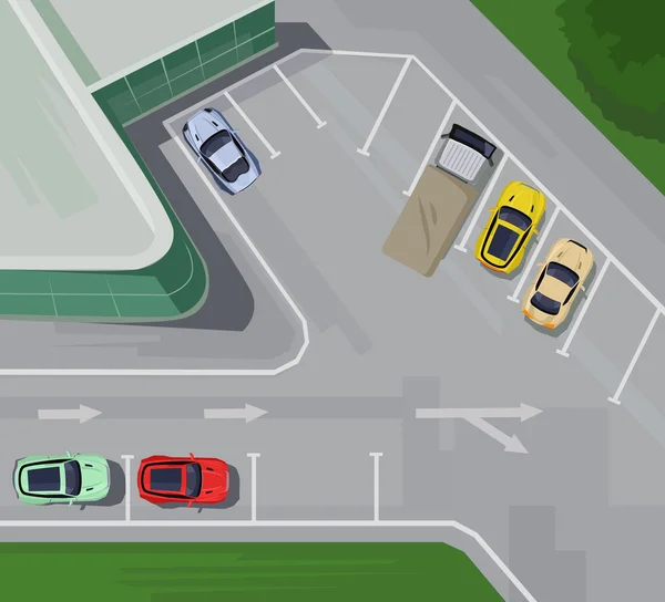 Bovenaanzicht parkeren. Platte vectorillustratie — Stockvector