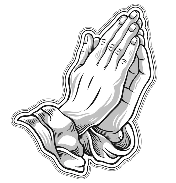 Black and white prayer hand. Vector illustration — Stock Vector