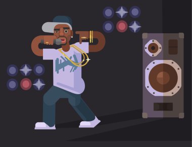 Rap şarkıcısı. Vektör düz çizim