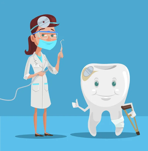 Dentysta i zębów. Płaskie ilustracji wektorowych — Wektor stockowy