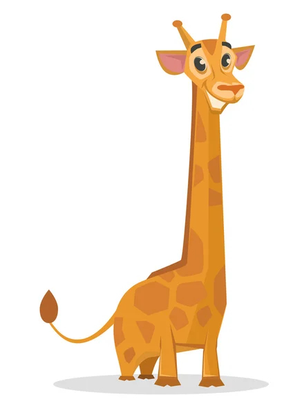 Joyeux dessin animé girafe. Illustration vectorielle plate — Image vectorielle