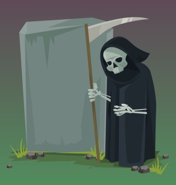 Ölüm meleği. Vektör düz çizgi film illüstrasyon