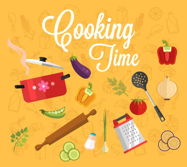Cooking time. Vector flat illustration — Stock Vector