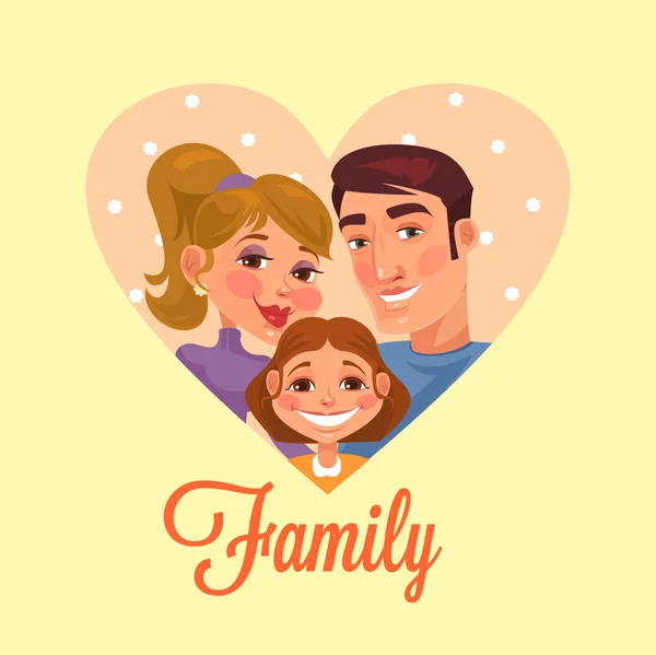 Family portrait. Vector flat cartoon illustration — Stock Vector