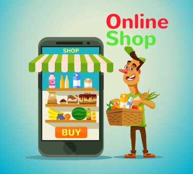 Online yemek salonu. Vektör düz çizim