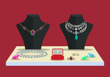 Lüks konsepti. Aksesuarlar elmaslar. Vektör düz çizim