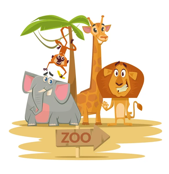 Zoológico. Vector plano ilustración de dibujos animados — Vector de stock