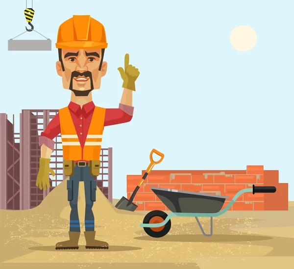 Constructor. Vector plano ilustración de dibujos animados — Vector de stock