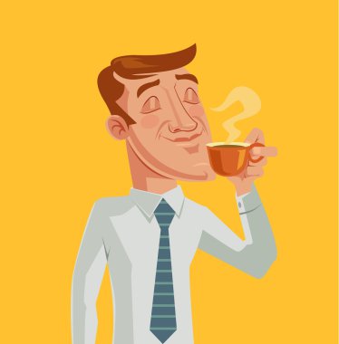 Sabah kahve. Vektör karikatür düz çizim