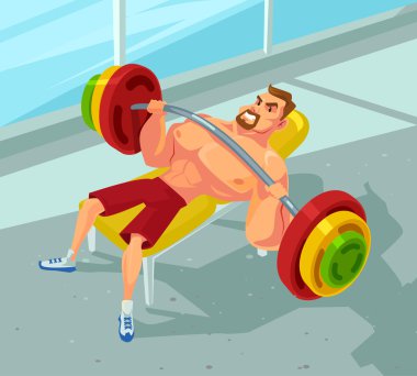 Halter bir spor salonunda. Vektör düz çizgi film illüstrasyon