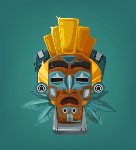 Máscara étnica tribal. Dibujos animados vectoriales ilustración plana — Vector de stock