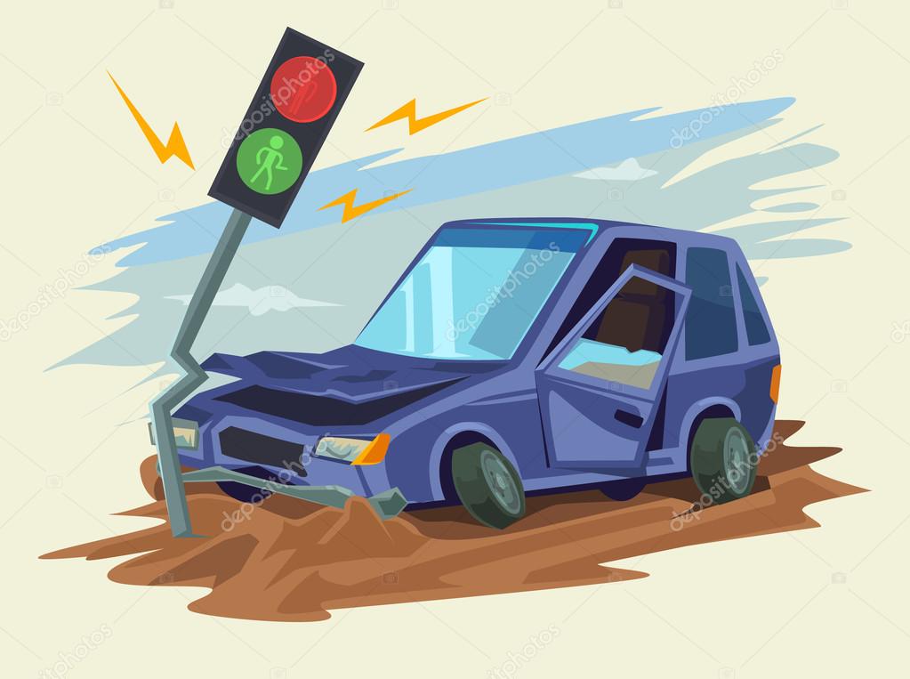 Car crash road accident. Vector flat illustration — Stock Vector