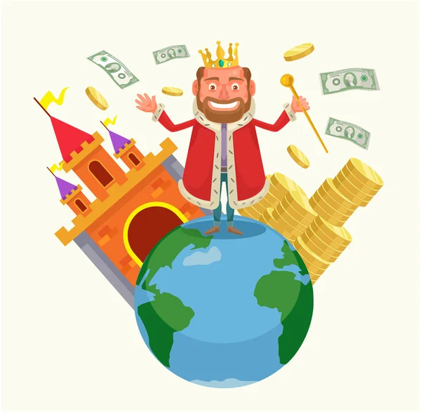 King of the world. Vector flat cartoon illustration — Stock Vector