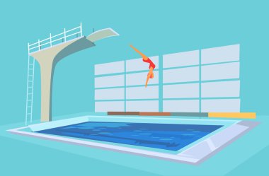Sport pool. Vector flat cartoon illustration clipart