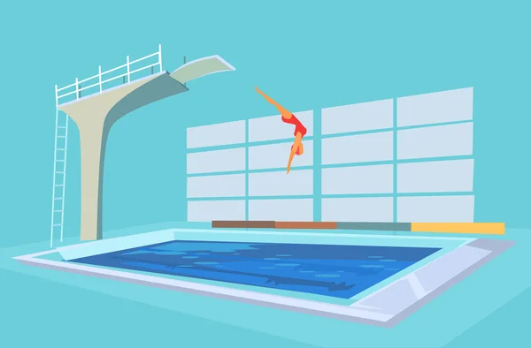 Piscina deportiva. Vector plano ilustración de dibujos animados — Archivo Imágenes Vectoriales