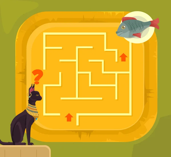 Jeu de labyrinthe pour enfants avec Egypt cat. Illustration vectorielle de dessin animé — Image vectorielle