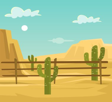 Çöl. Vektör düz çizgi film illüstrasyon