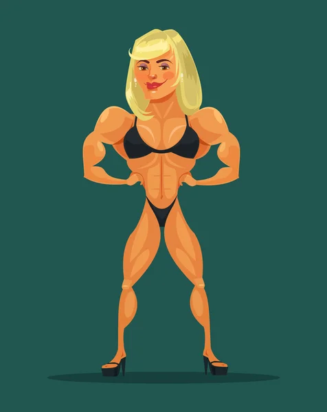 Γυναίκα bodybuilder. Επίπεδη καρτούν εικονογράφηση φορέα — Διανυσματικό Αρχείο