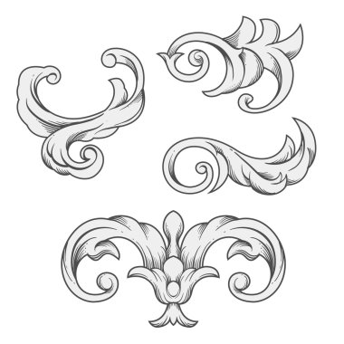 Vintage Barok yaprak. Vektör çizim